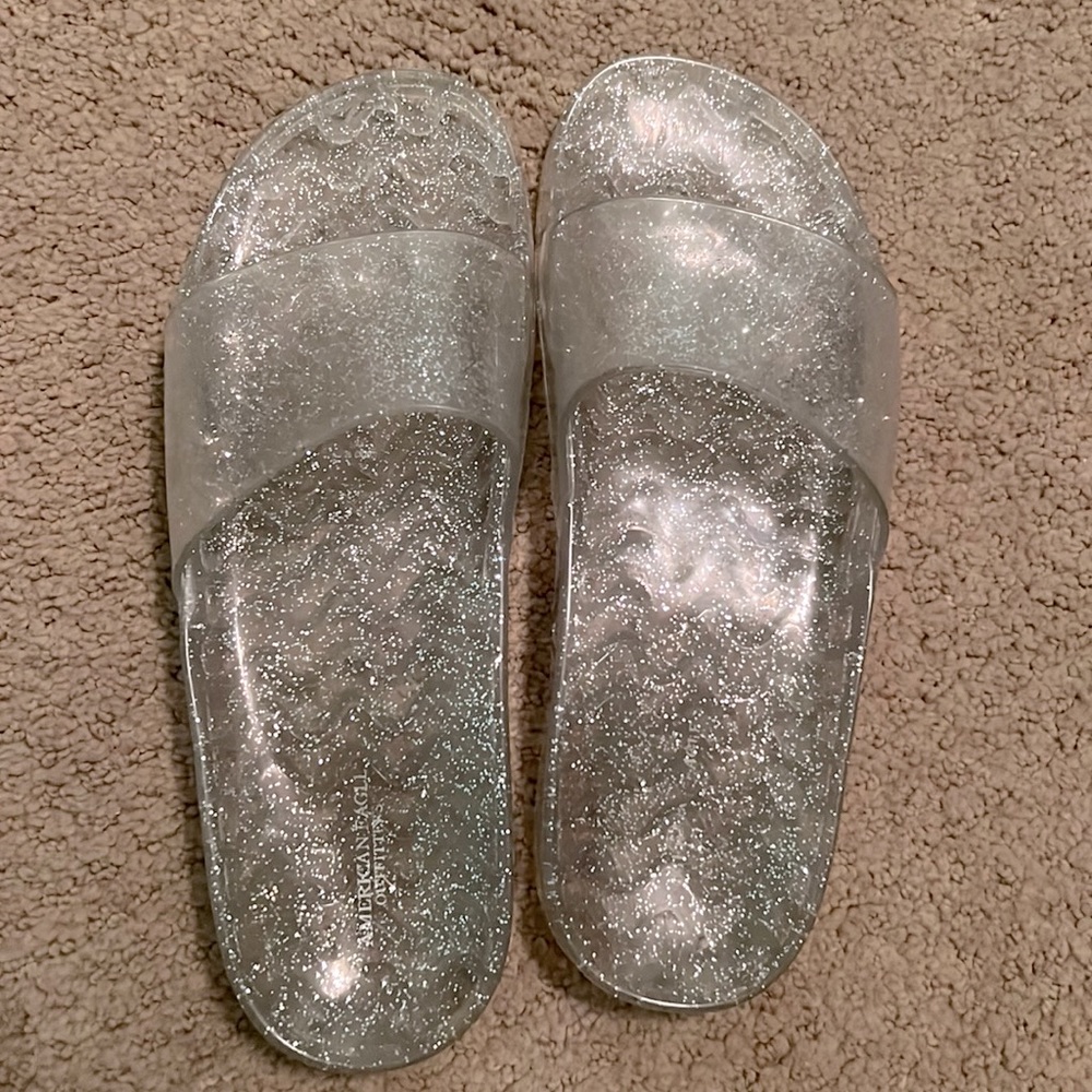 Glitter slide sandals